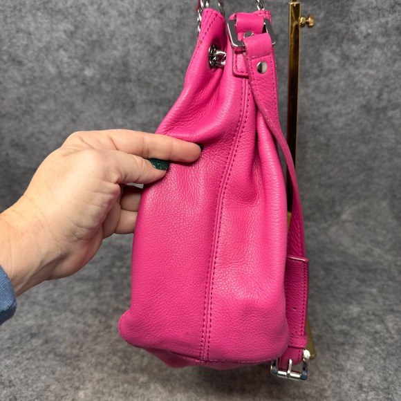 Michael Kors Jet Set Chain Shoulder Bag Tote Fuschia Hot Pink Bucket Handbag - Picture 2 of 14